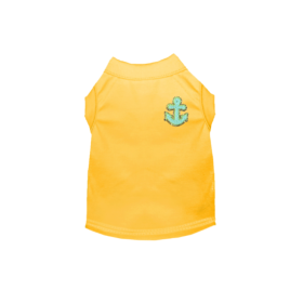 Chenille Embroidered Anchor Dog Shirt (Color: Yellow, size: 2X Large)