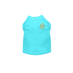 Chenille Embroidered Anchor Dog Shirt (Color: Blue, size: small)