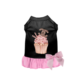 Chewnel Cupcake Dress (Color: BLACK WITH PINK BOTTOM, size: 2X Large)