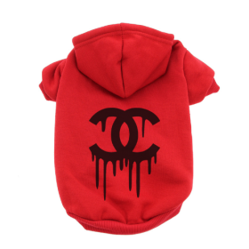 Chewnel Drippy Dog Hoodies (Color: Red, size: 2X Large)