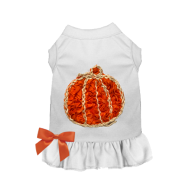 Chiffon Rose Halloween Pumpkin Dress (Color: White, size: X Small)