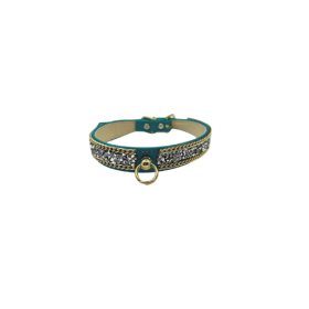 Chunky Rhinestone and Chain Collar (Color: Teal, size: 10")