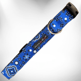 Bandana Dog Collars (Color: Blue, size: L 1" width fits 14-25" neck)