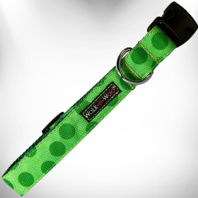 Polka Dot Dog - Monotone Collars (Color: Green, size: L 1" width fits 14-25" neck)