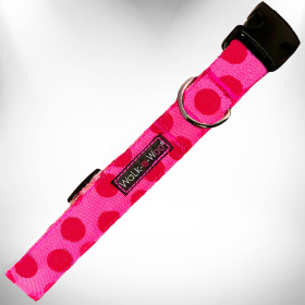 Polka Dot Dog - Monotone Collars (Color: Pink, size: L 1" width fits 14-25" neck)