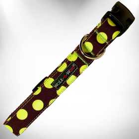 Polka Dot Dog Collars (Color: Green Dot on Brown, size: L 1" width fits 14-25" neck)