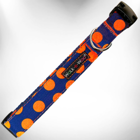 Polka Dot Dog Collars (Color: Orange Dot on Blue, size: L 1" width fits 14-25" neck)