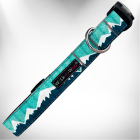 nowcap Mountain Dog Collars (Color: Wintergreen Snowcap Mtn, size: L 1" width fits 14-25" neck)