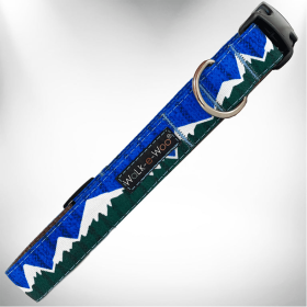 Mountain Dog Collars (Color: Blue/Green Snowcap Mtn, size: L 1" width fits 14-25" neck)