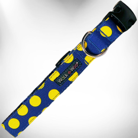 Polka Dot Dog Collars (Color: Yellow Dot on Blue, size: L 1" width fits 14-25" neck)