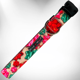 Flower Dog Collars (Color: Mayan Flowers, size: L 1" width fits 14-25" neck)