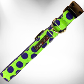 Polka Dot Dog - Neon Collars (Color: Blue Dot on Green, size: S 3/4" width fits 10-14" neck)