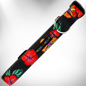 Nature-Lover Collars (Color: Flowers on Black, size: XS 5/8" width fits 8-12" neck)