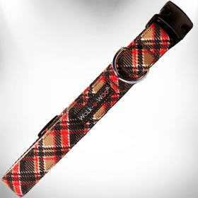 Plaid Dog Collars (Color: Gatsby, size: XS 5/8" width fits 8-12" neck)