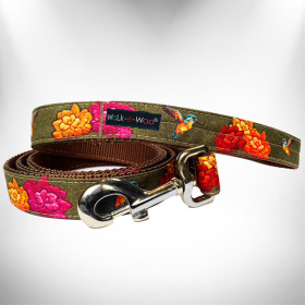 Nature-Lover Leads (Color: Hummingbird Flowers, size: REGULAR Lead 1" width- 5' length)