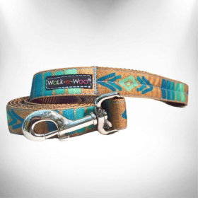 Tribal Dog Leads (Color: Teal, size: REGULAR Lead 1" width- 5' length)