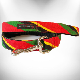 Stripes Dog Leash (Color: Rasta, size: REGULAR 1" width- 5' long)