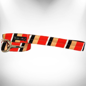 Stripes Dog Leash (Color: Red/Tan, size: REGULAR 1" width- 5' long)