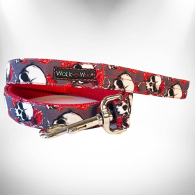 Tattoo Dog Leads (Color: Skulls n' Roses, size: THIN Lead 5/8" width- 5' length)