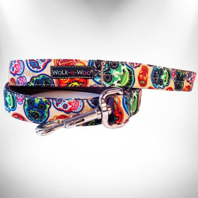 Tattoo Dog Leads (Color: Day of the Dead, size: THIN Lead 5/8" width- 5' length)