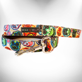 Dog Leash Dedign (Color: Day of the Dead, size: THIN 5/8" width- 5' long)