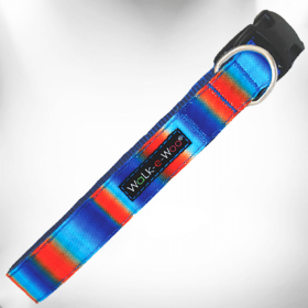 Tie Dye Dog Collars (Color: Blue/Orange, size: M 1" width fits 12-18" neck)