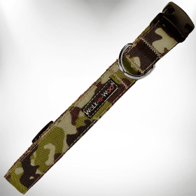 Camo Dog Collars (Color: Brown Camo, size: M 1" width fits 12-18" neck)