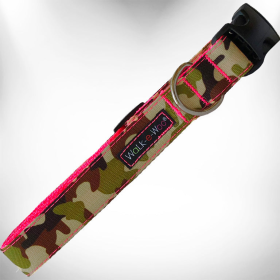 Camo Dog Collars (Color: Hot Pink Camo, size: M 1" width fits 12-18" neck)