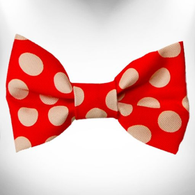 Polka Dot Dog Bow Tie (Color: Tan Dot on Red)