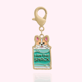 "I Am The Snack" Dog Collar Charm (Color: Gold)