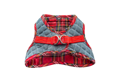 Step-In Denim Harness (Color: Denim & Red Plaid, size: medium)