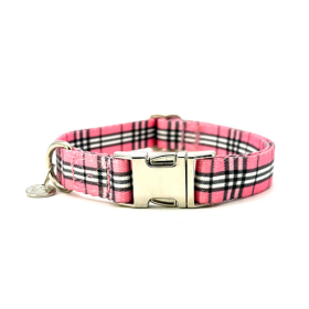 Adjustable Collar (Color: Pink Plaid, size: large)