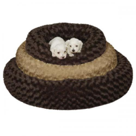 Slumber Pet Swirl Plush Donut Bed (Color: brown, size: 18in)